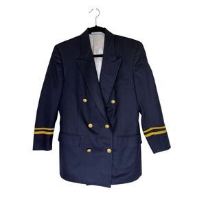 Vintage Hertling for Nordstrom Jacket Navy Wool Double Breasted Sz 8 Nautical